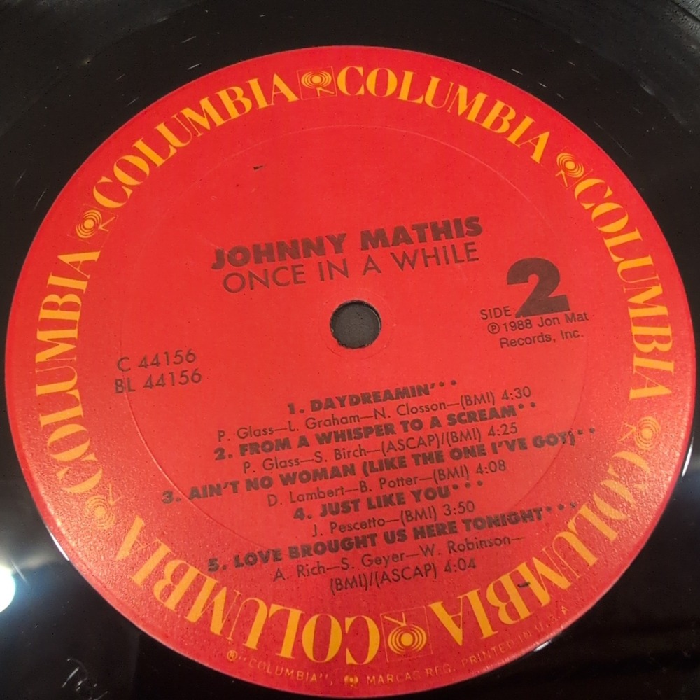 Johnny Mathis Once in a While Vinyl LP 1988 Columbia C 44156 Pop Vocal Record - Picture 7 of 7